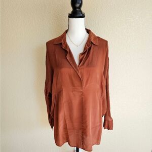 Brown Button-Up Blouse